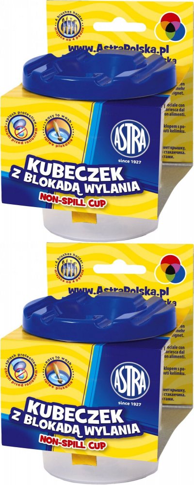 2x Kubek do wody i farb Astra, z blokadą wylania, mix kolorów