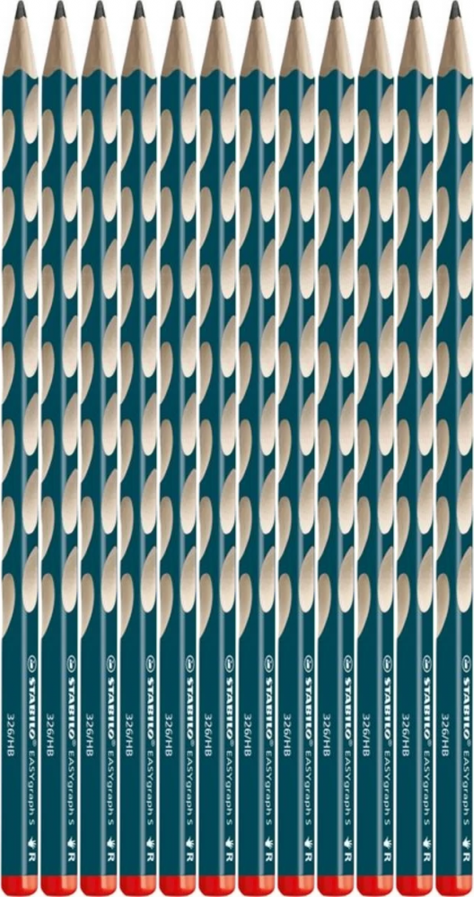 12x Ołówek Stabilo EASYgraph S, HB, cienki, dla praworęcznych, morski