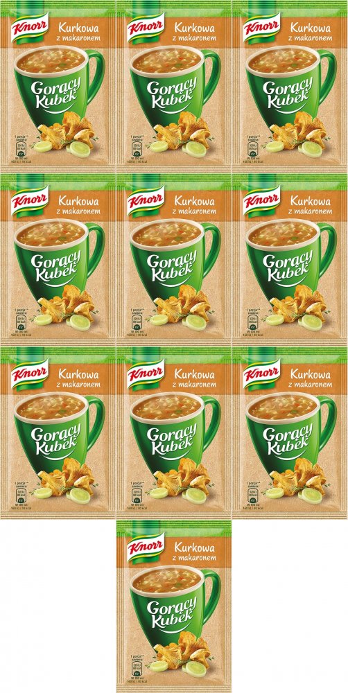 10x Zupa Knorr Gorący Kubek, kurkowa z makaronem, 13g