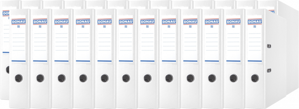 25x Segregator A4 Donau Master, szerokość grzbietu 75mm, do 500 kartek, biały