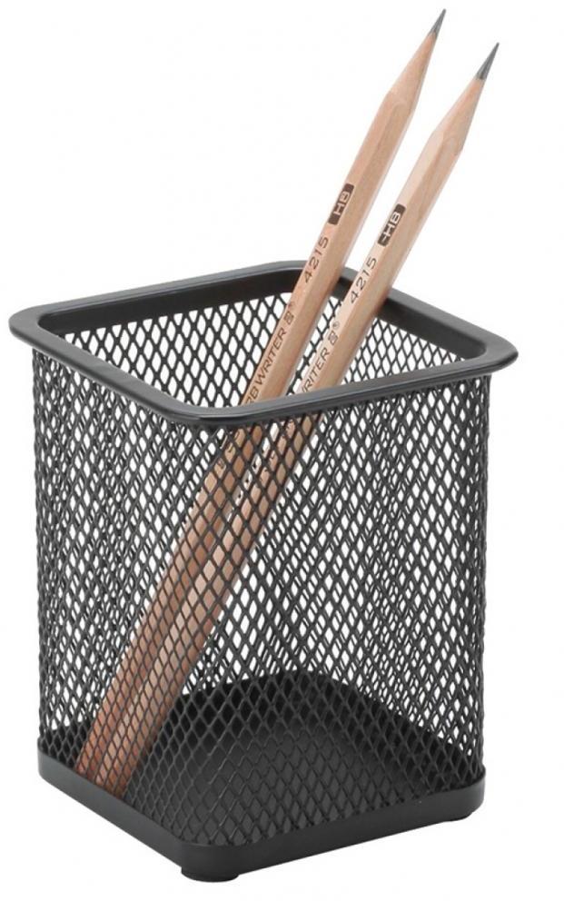 Kubek na długopisy Q-Connect Office Set, druciany, kwadrat, 80x80x100mm, czarny