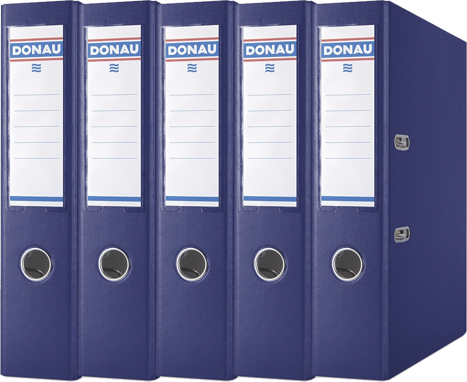 5x Segregator A4 Donau Master, szerokość grzbietu 75mm, do 500 kartek, granatowy