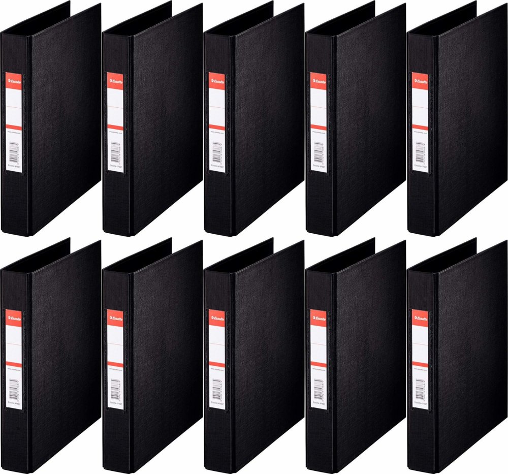 10x Segregator Esselte Vivida, A5, szerokość grzbietu 42mm, do 190 kartek, 2 ringi, czarny
