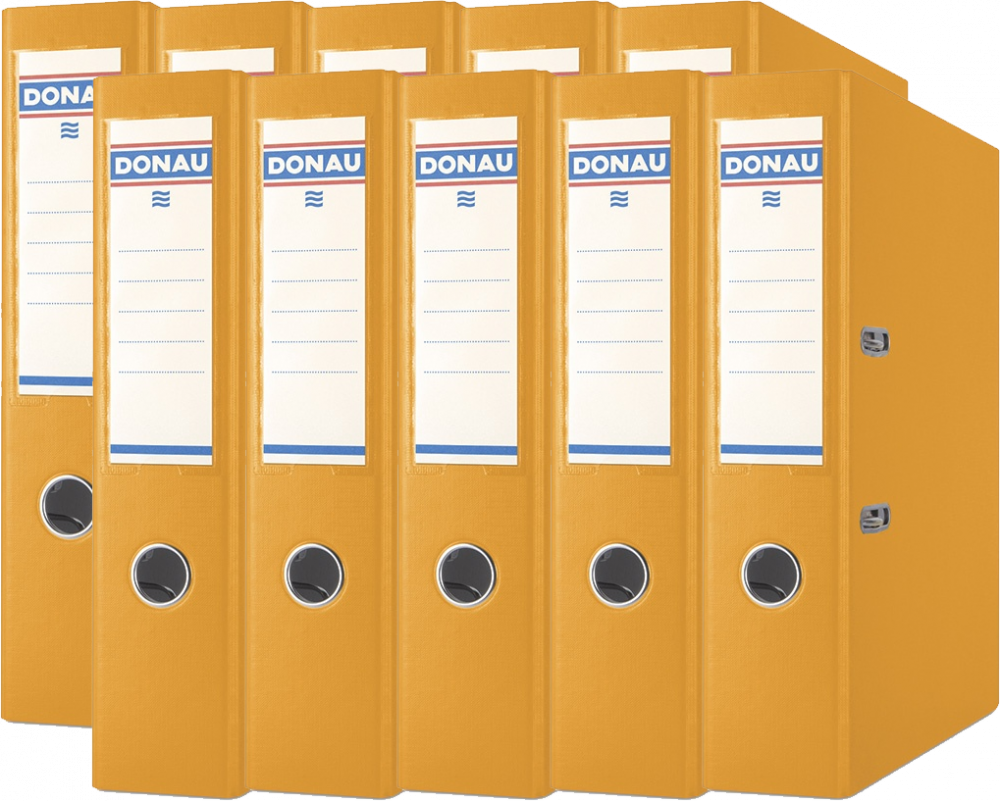 10x Segregator A4 Donau Master, szerokość grzbietu 75mm, do 500 kartek pomarańczowy