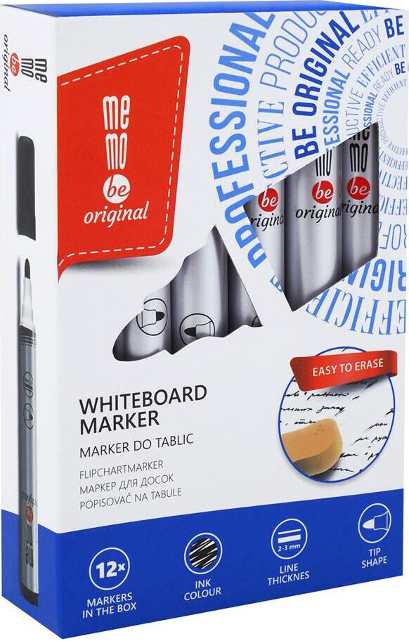 12x Marker suchościeralny MemoBe, okrągła, 2-3mm, czarny