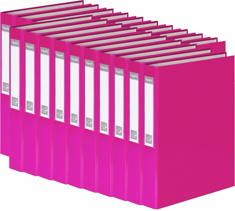 20x Segregator VauPe FCK, A4, szerokość grzbietu 40mm, do 150 kartek, 2 ringi, różowy