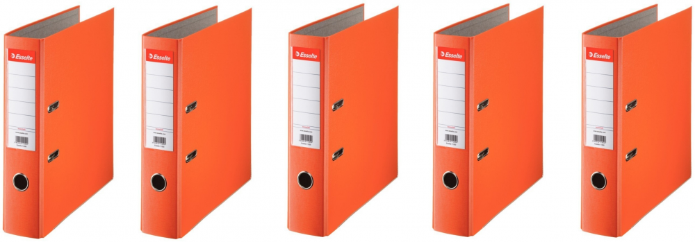 5x Segregator A4 Esselte, 75mm, do 500 kartek, ekonomiczny, pomarańczowy