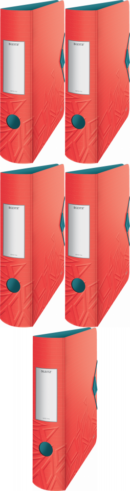 5x Segregator A4 Leitz 180° Active Urban Chic, szerokość grzbietu 82mm, do 500 kartek, czerwony