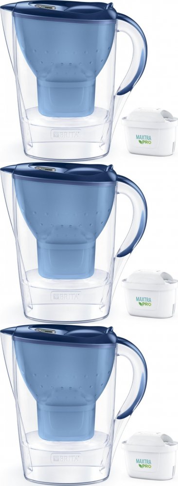 3x Dzbanek filtrujący Brita Marella, 2.4l, niebieski + 1 wkład Maxtra Pro Pure Performance