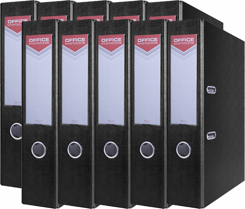 10x Segregator A4 Office Products Officer, szerokość grzbietu 75mm, czarny