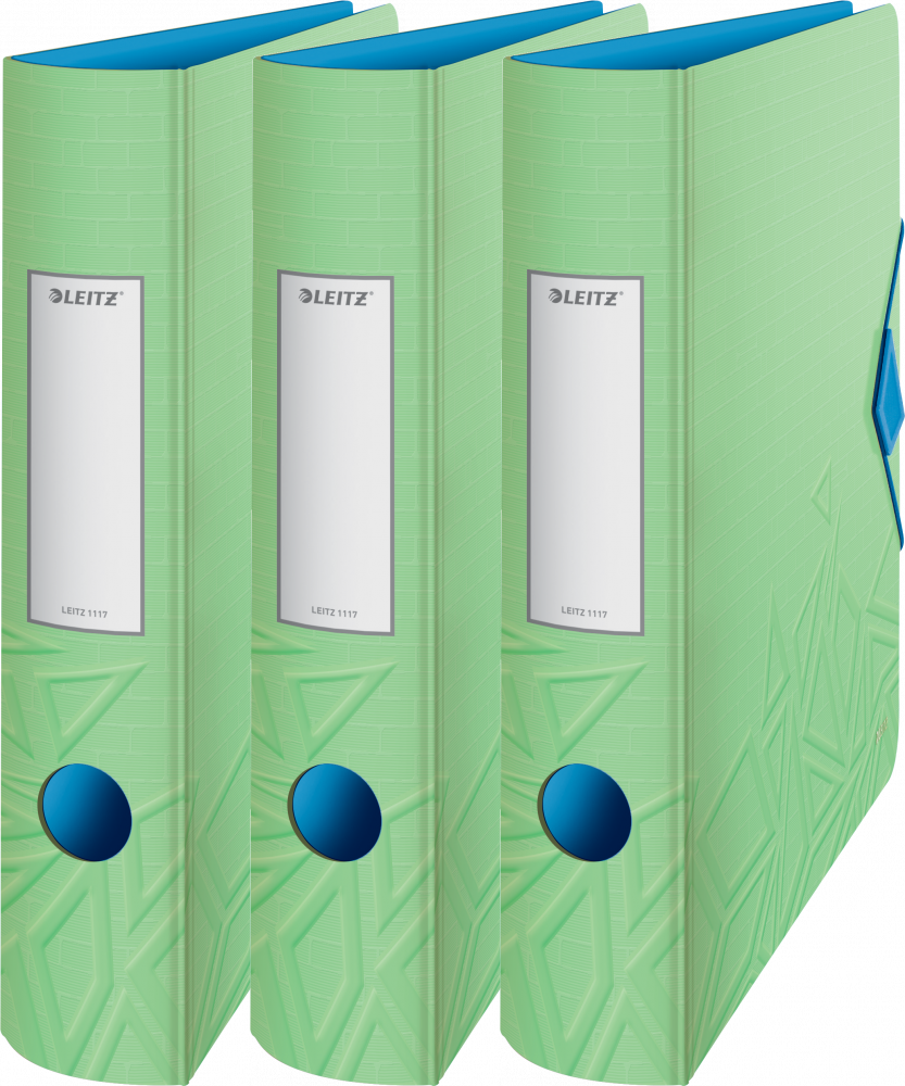 3x Segregator A4 Leitz 180° Active Urban Chic, 65mm, do 350 kartek, zielony