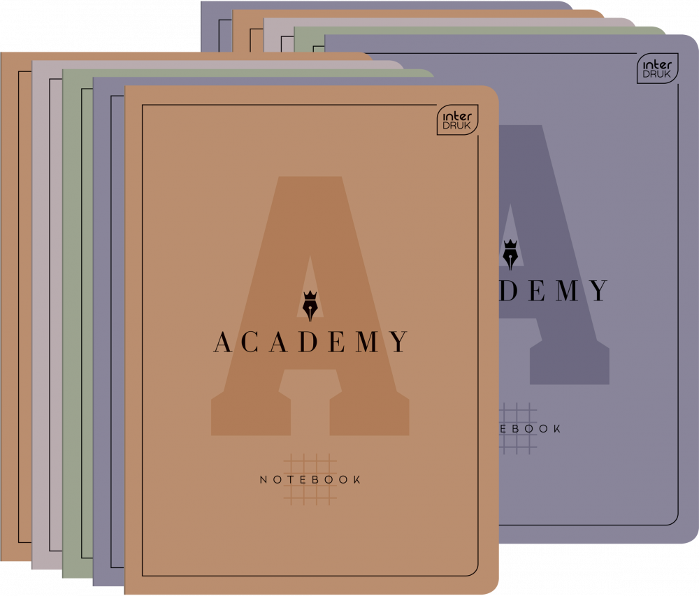 10x Zeszyt w kratkę Interdruk Academy, A5, 32 kartki, mix kolorów
