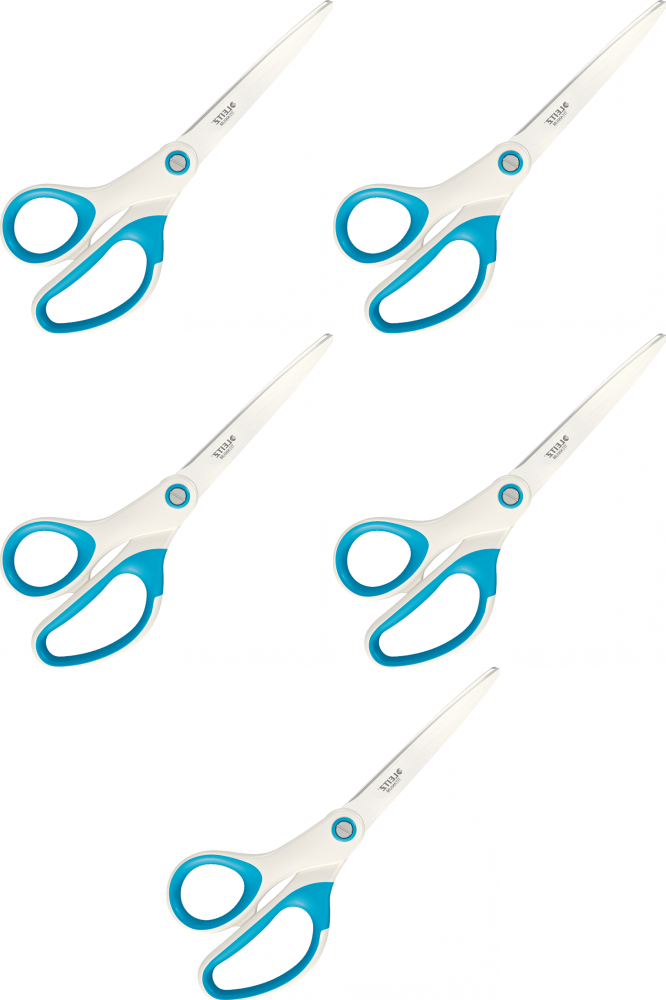 5x Nożyczki tytanowe Leitz, 20.5cm, biało-niebieski