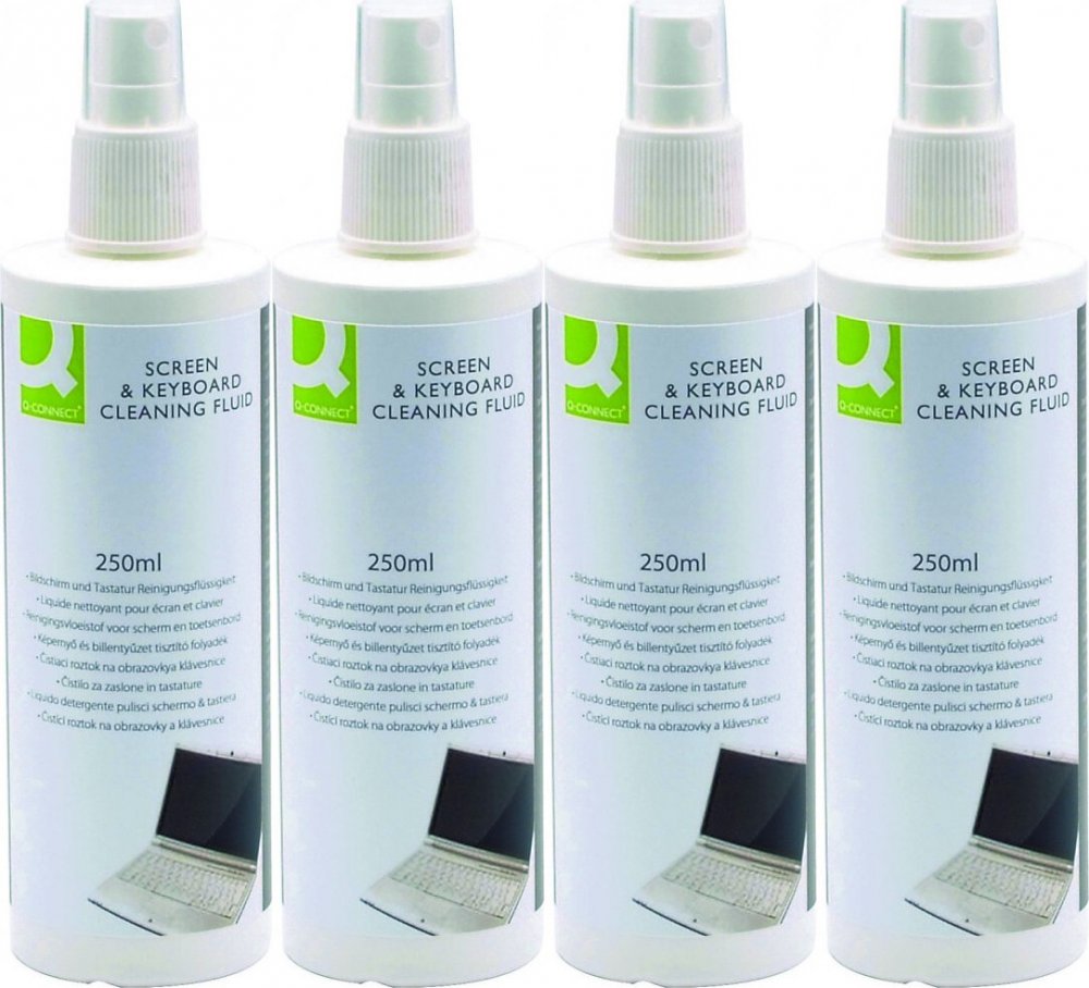 4x Spray do czyszczenia ekranów TFT/LCD/LED i klawiatur Q-connect, 250ml