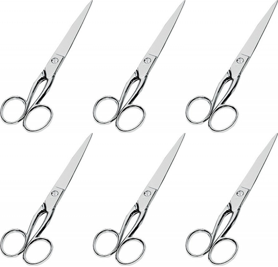 6x Nożyczki biurowe Leniar, metal, 17.8cm, srebrny