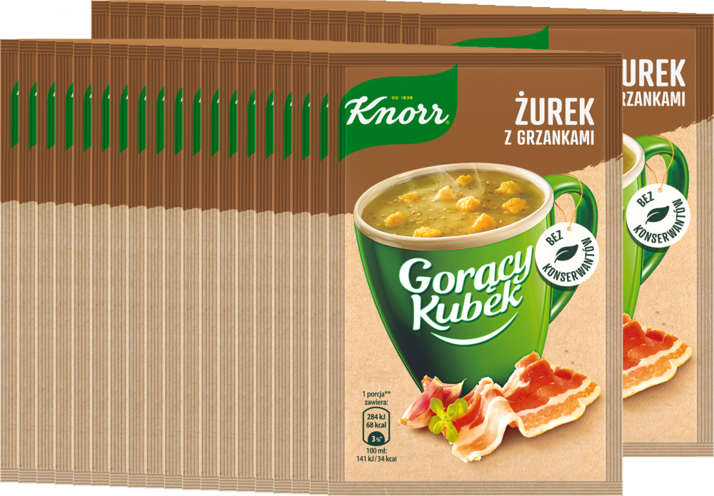 38x Zupa Knorr Gorący Kubek, żurek z grzankami, 17g
