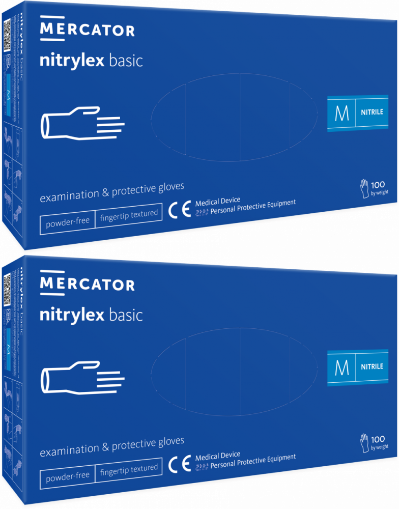 2x Rękawiczki nitrylowe jednorazowe Nitrylex Basic PF, bezpudrowe, rozmiar M, 100 sztuk, niebieski