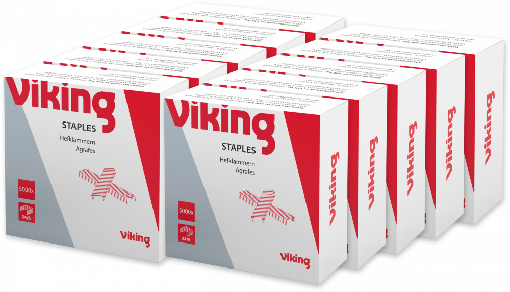 10x Zszywki Viking 24/6, 5000 sztuk, srebrny
