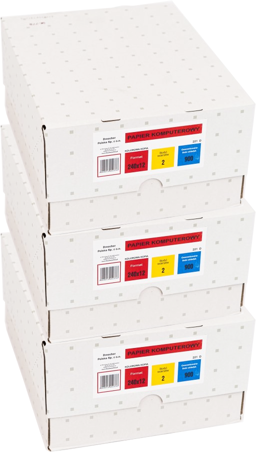 3x Papier samokopiujący do drukarki igłowej (składanka) Drescher Polska Sp. z o.o., 240mmx12", 1+1 bez nadruku