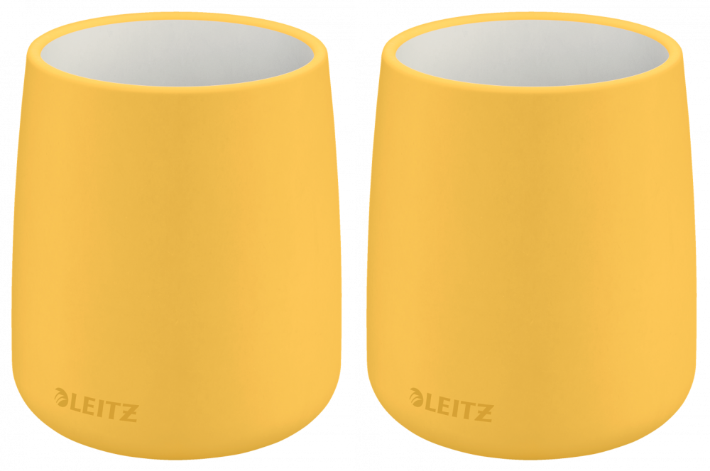 2x Kubek na długopisy Leitz Cosy, 85x108mm, żółty