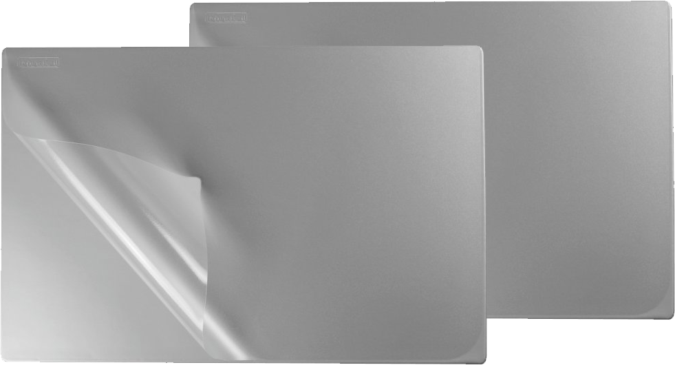 2x Podkład na biurko Biurfol, 38x58cm, z folią, srebrny