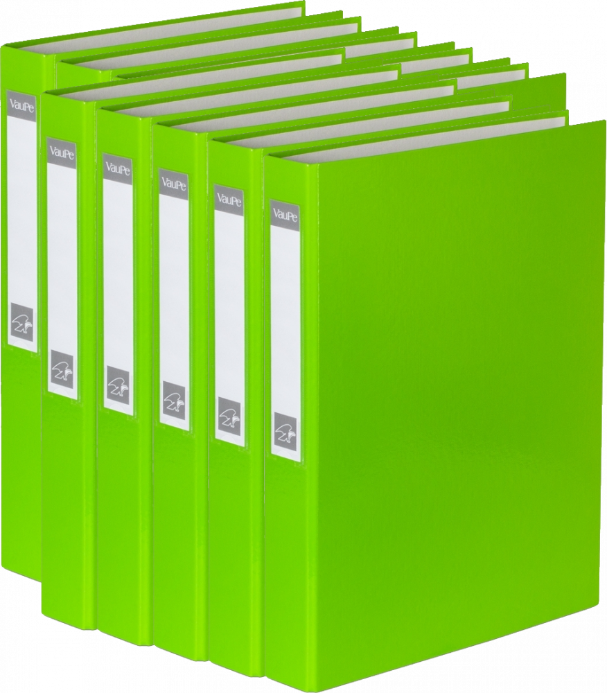 10x Segregator VauPe FCK, A4, szerokość grzbietu 40mm, do 150 kartek, 2 ringi, jasnozielony