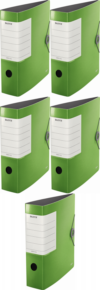 5x Segregator A4 Leitz Solid 180°, 82mm, do 500 kartek, zielony