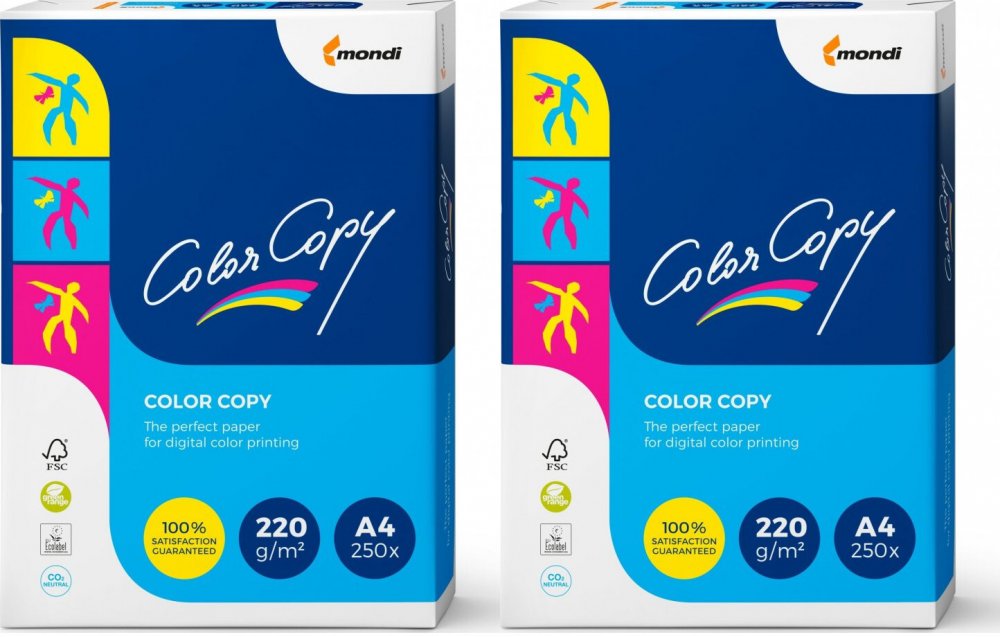 2x Papier satynowany ekologiczny Mondi Color Copy, A4, 220g/m2, 250 arkuszy, biały