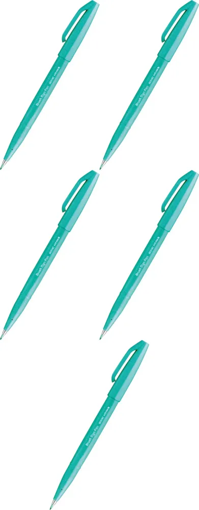 5x Pisak pędzelkowy do kaligrafii Pentel Brush Sign Pen SES15C, 2.07mm, szmaragdowy
