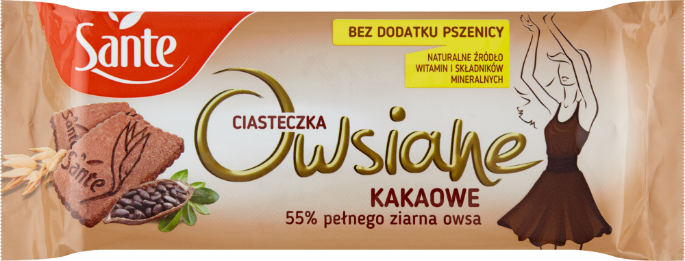 Ciasteczka owsiane Sante, kakaowy, 150g