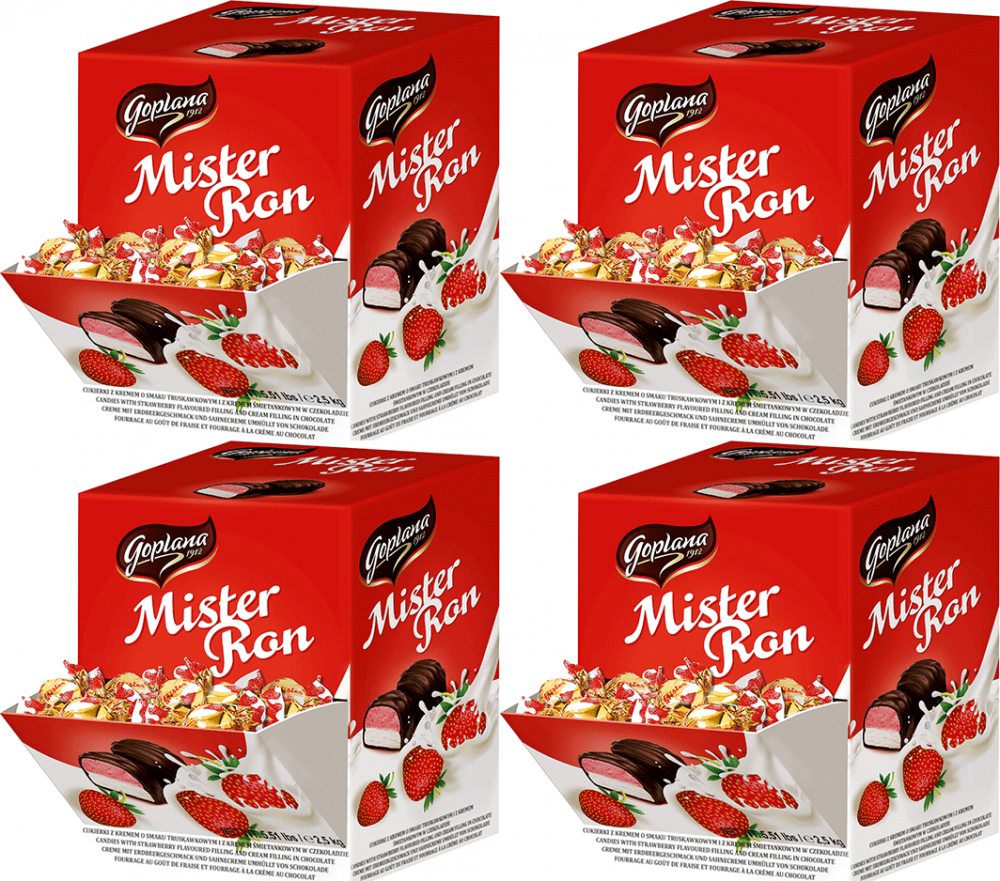 4x Cukierki Goplana Mister Ron Goplana, truskawkowo-śmietankowy, 2.5kg