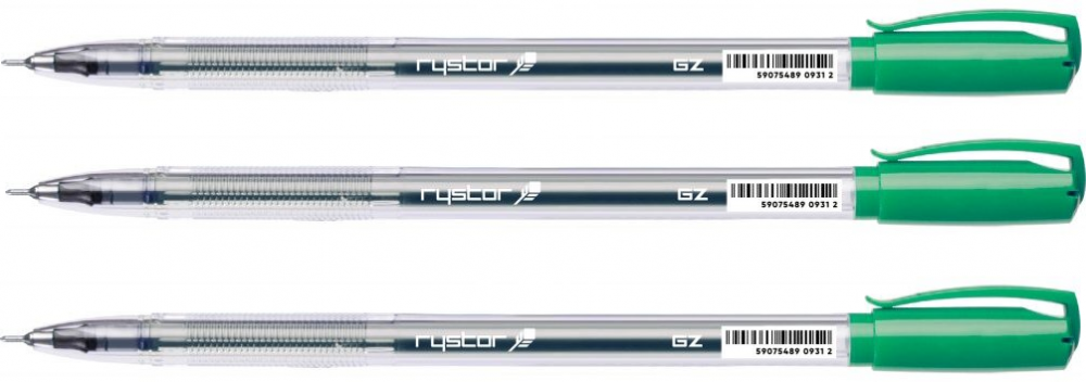 3x Długopis żelowy Rystor, GZ-031, 0.5mm, zielony
