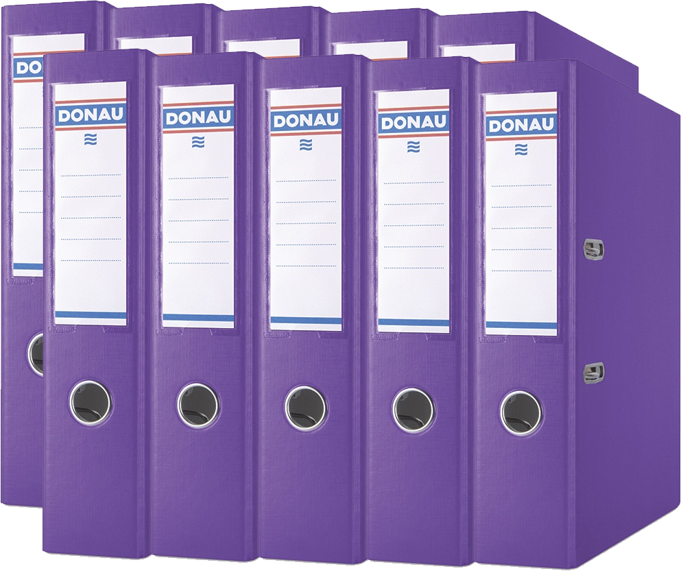 10x Segregator A4 Donau Master, 75mm, do 500 kartek, fioletowy