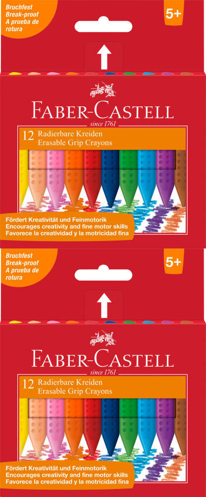 2x Kredki świecowe Faber Castell Grip, trójkątne, 12 sztuk, mix kolorów