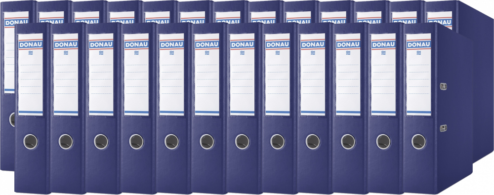 25x Segregator A4 Donau Master, szerokość grzbietu 75mm, do 500 kartek, granatowy