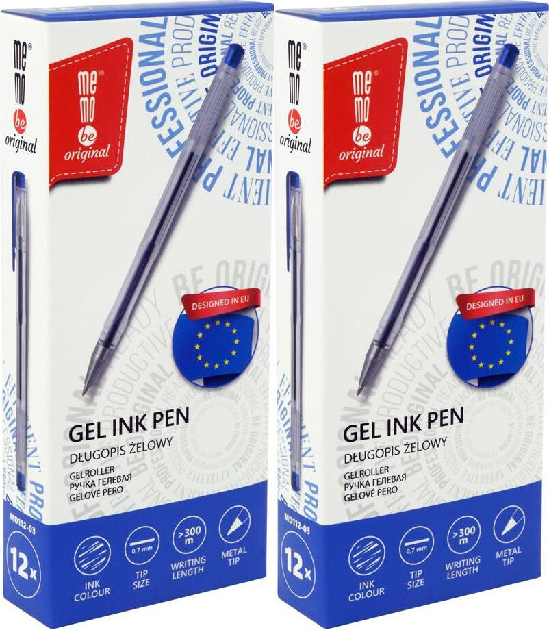 24x Długopis żelowy MemoBe, 0.7mm, niebieski