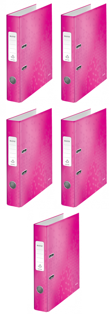 5x Segregator A4 Leitz Wow 180°, 50mm, do 350 kartek różowy