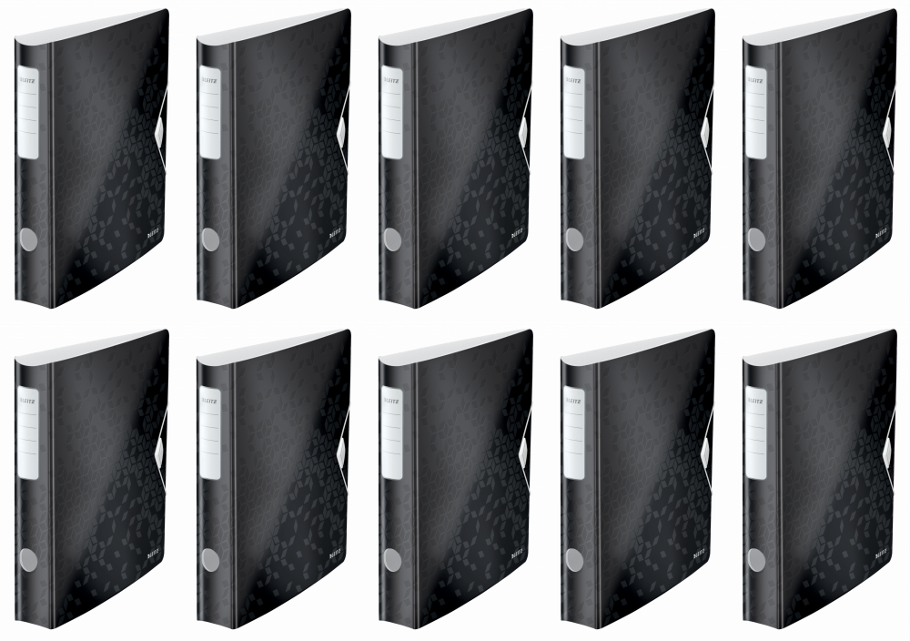 10x Segregator A4 Leitz 180° Active Wow, 65mm, do 350 kartek, czarny