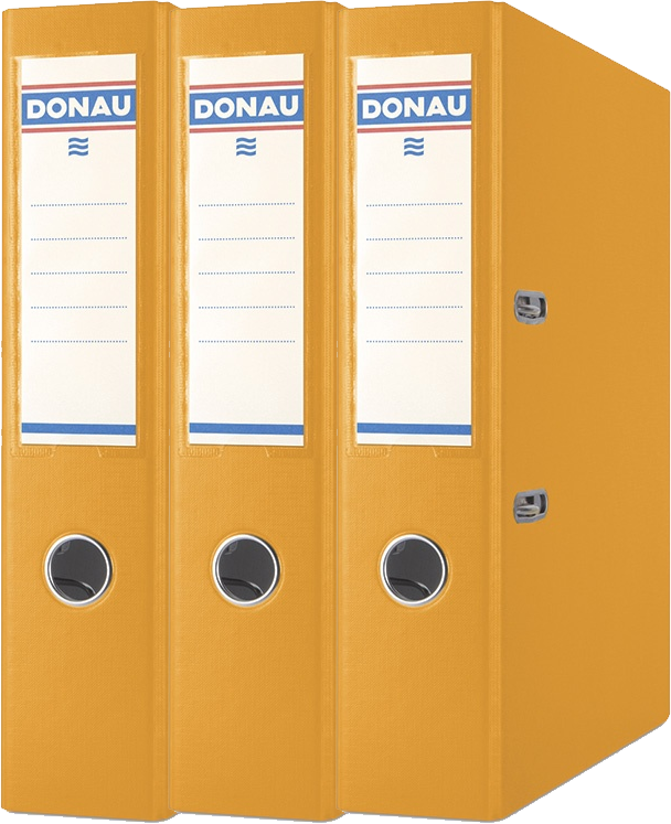 3x Segregator A4 Donau Master, szerokość grzbietu 75mm, do 500 kartek pomarańczowy