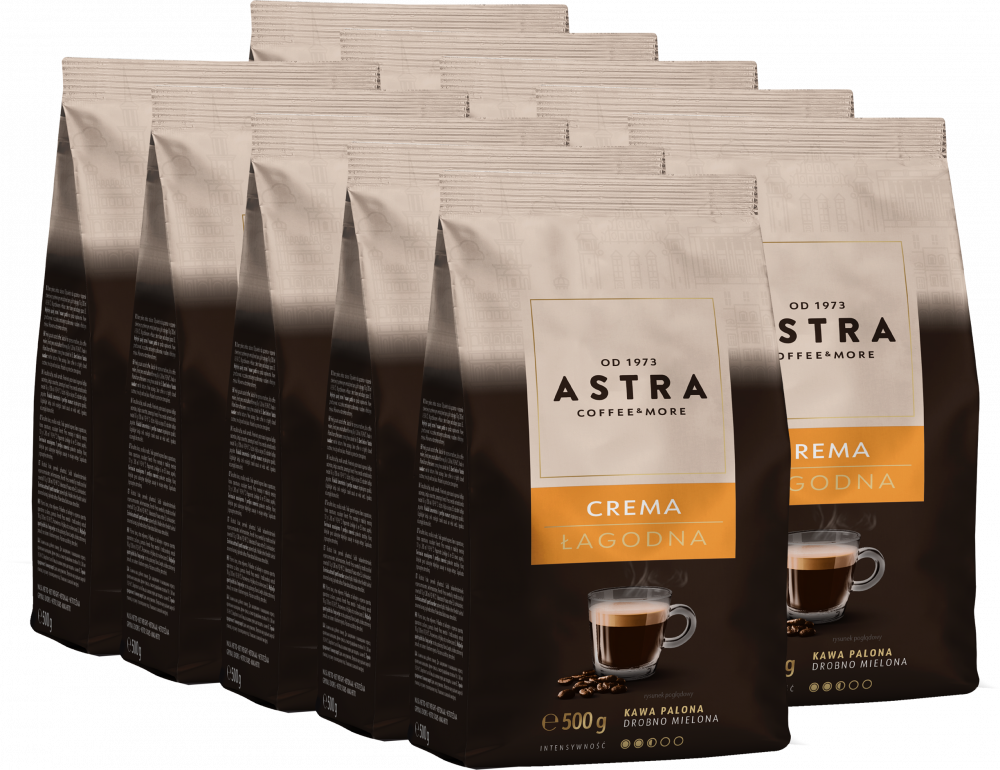10x Kawa mielona Astra Łagodna Crema, 500g