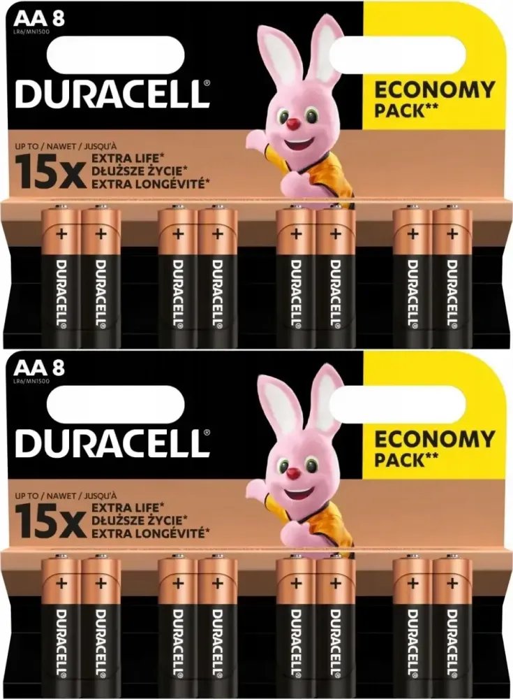 2x Bateria alkaliczna Duracell, AA, 8 sztuk