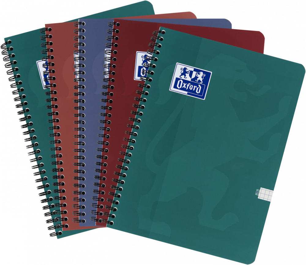 5x Kołonotatnik Oxford Touch Trend, A4, w kratkę, 100 kartek, okładka kartonowa, mix kolorów