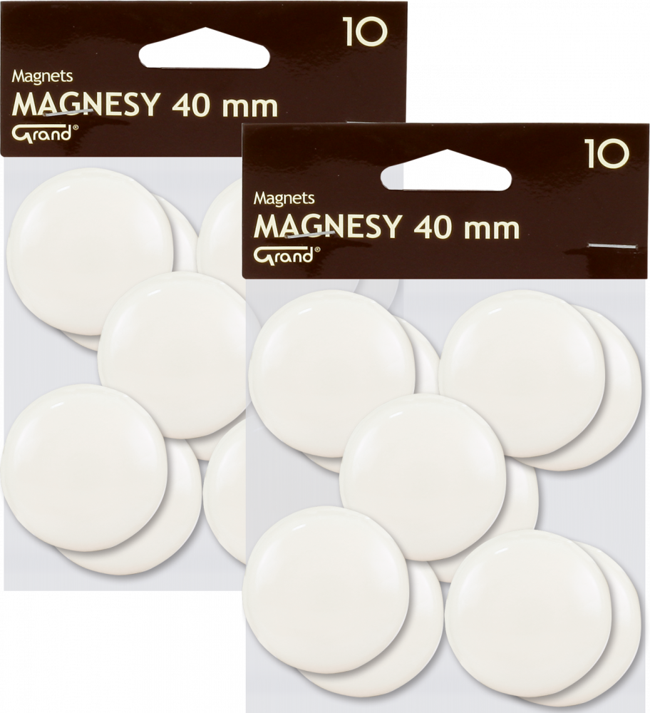 2x Magnes Grand, 40mm, 10 sztuk, biały