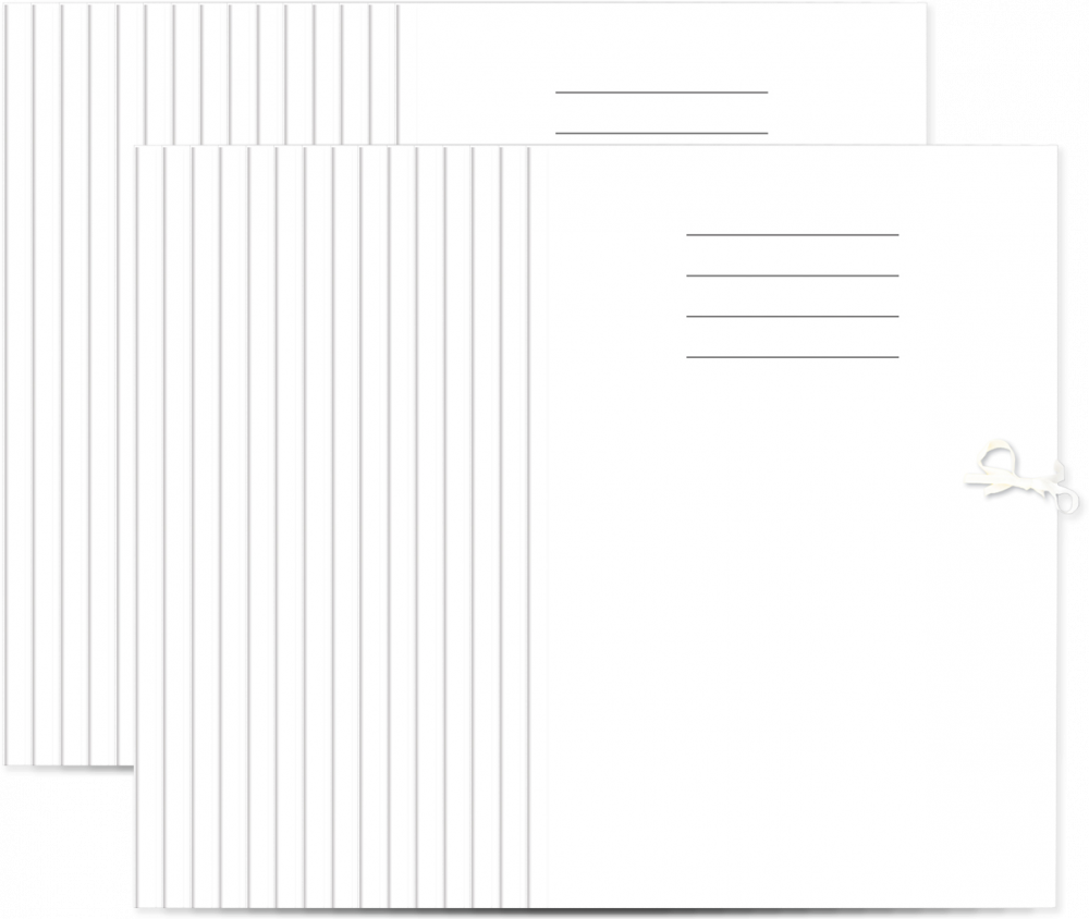 30x Teczka wiązana z liniami Interdruk, A4+, papier kredowy, 350g/m2, biały