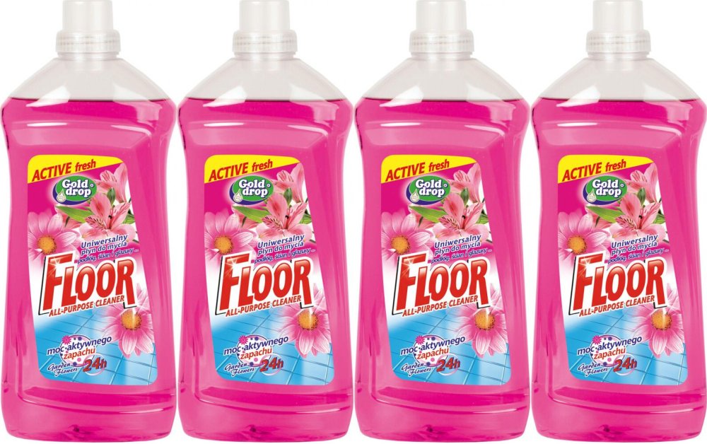 4x Płyn uniwersalny Floor Gold Drop, kwiaty ogrodów, 1.5l
