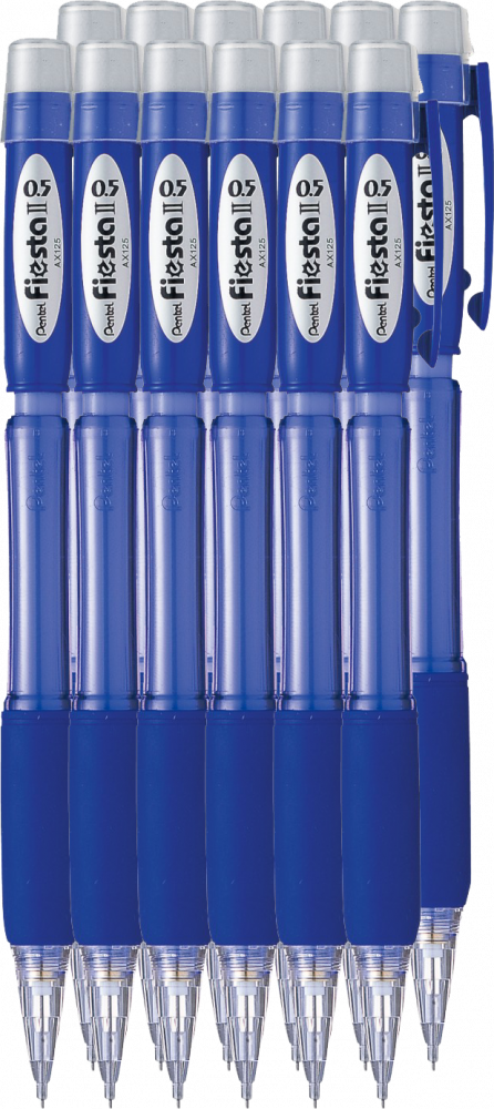 12x Ołówek automatyczny Pentel Fiesta AX125, 0.5mm, z gumką, niebieski