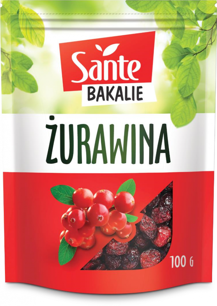 Outlet: WAŻNY DO 2026-04-15 Żurawina Sante, wielkoowocowa, 100g