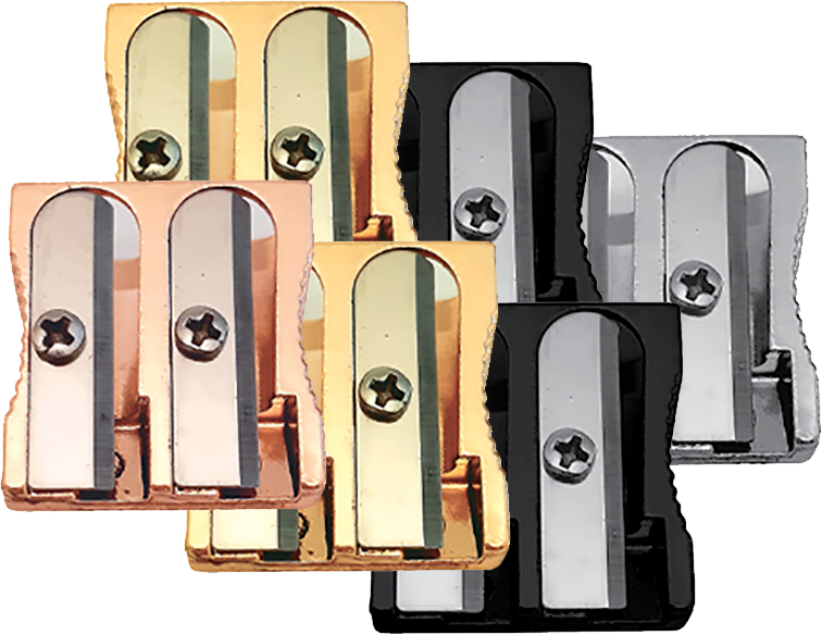 6x Temperówka Interdruk Satin Gold, metal, 2 otwory, mix kolorów