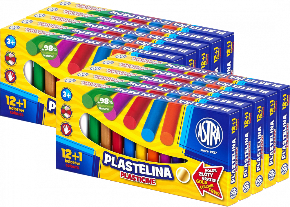 10x Plastelina Astra, 13 kolorów (12+1 kolor gratis)