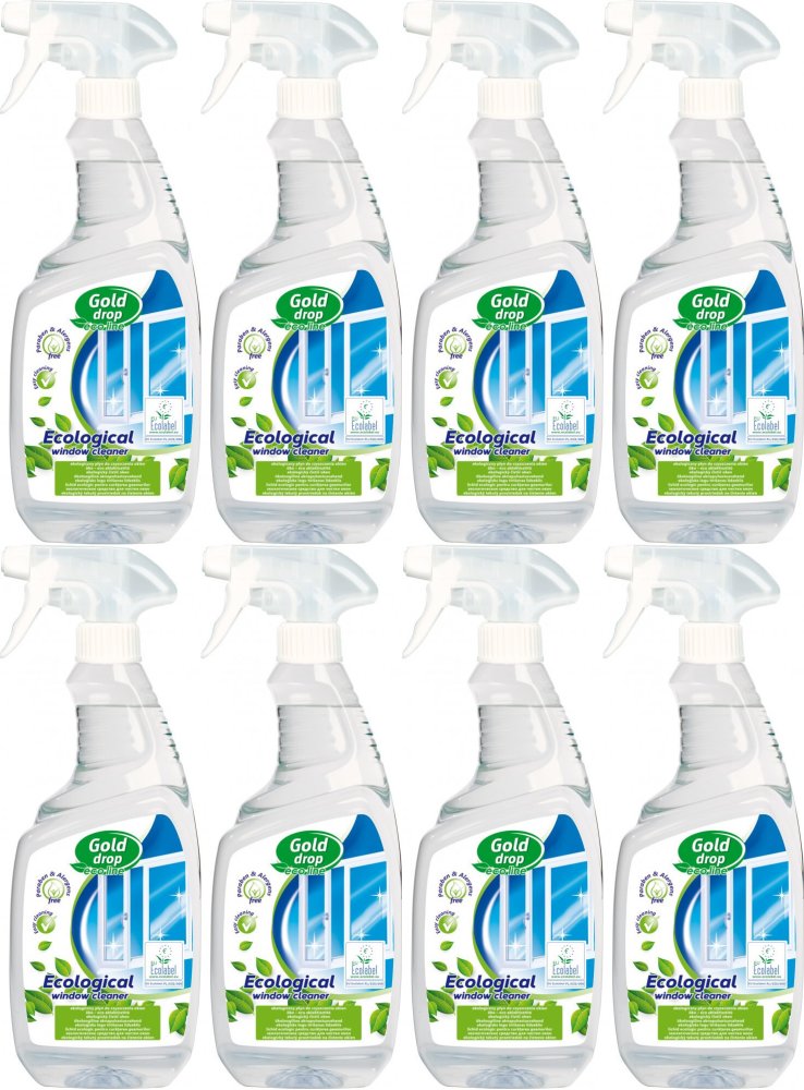 8x Płyn do mycia szyb Eco Line Gold Drop, z rozpylaczem, zielona herbata, 750ml